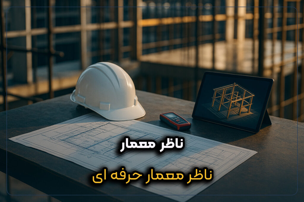 ناظر معمار در حال بررسی اجرای پروژه ساختمانی