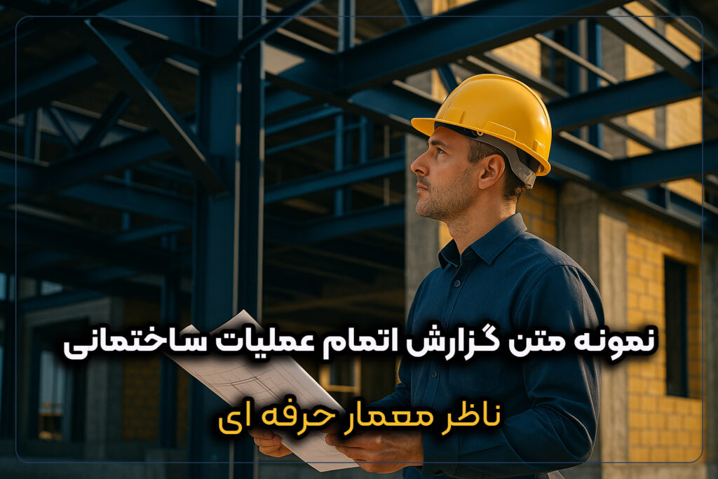 نمونه متن گزارش اتمام عملیات ساختمانی توسط مهندس ناظر